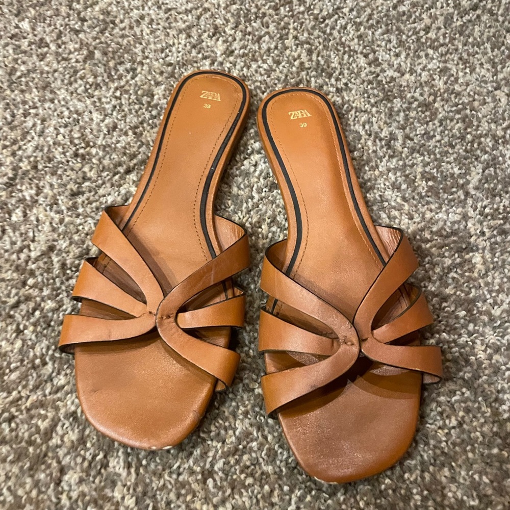 Zara brown leather sandals